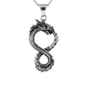 Pendente drago retrò in acciaio inossidabile a forma di infinito con finitura argento - Acciaio Lucidato (Con Catena) (A0518)
