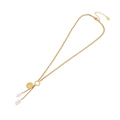 Collar de acero inoxidable dorado con elegantes colgantes de perlas barrocas - 2# Estilo Concha