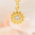 Golden sun necklace with evil eye pendant and clear zircon inlay for women - K303 White Eye Pendant Only (Without Chain) (ZYN-DMK303G)
