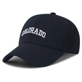 Navy blue vintage baseball cap with white Colorado embroidery and curved brim - Twill Navy Blue