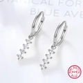 Orecchini a cerchio in argento 925 con pendenti verticali in zirconi cubici brillanti - Argento/Bianco