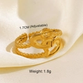 Detail eines goldenen Doppelherz-Rings mit Maßangaben 1,7cm Größe und 1,8g Gewicht - Goldener Herz Ring