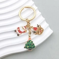 Porte-clés de Noël avec pendentifs en émail Père Noël, renne et sapin de Noël - Style Père Noël Renne Sapin (ER813)