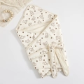 Soft cotton muslin baby swaddle blanket featuring brown bear prints on a beige base - 90*90cm / Heart Bear