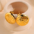 Spiral pattern circular stud earrings in 18k gold plated stainless steel - Gold Umbrella Shape