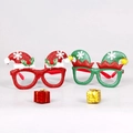 Christmas party glasses set with glittery red Santa hat and green wavy frames - CHYJ-24 Clown Hat Decorative Glasses