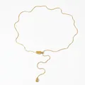 Adjustable golden stainless steel snake chain necklace with irregular geometric bead pendant - Irregular Lava Bean Style (DK1610) / Gold