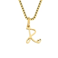 Collier doré avec pendentif lettre R cursive et petit cœur sur une chaîne vénitienne - Style Lettre R / Or