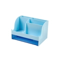 Blue desktop storage box with drawers and compartments for office and makeup tools - Blue