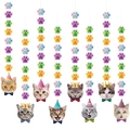 Set of 8 cute cartoon cat party swirls featuring various breeds with festive hats - Cat Pendant