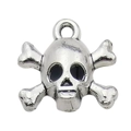 Antique silver skull and crossbones alloy charm with top loop for DIY jewelry making - 1pc Skeleton 15x10mm (Antique Silver)
