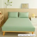 Fitted sheet and pillowcase set in bean green color for a comfortable double bed - Bean Green