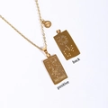 Golden stainless steel Sagittarius zodiac square pendant necklace with double-sided engraving - Sagittarius / Gold
