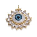Pendentif Evil Eye doré avec incrustations bleues et strass pour création bijoux - Pendentif Mauvais Œil Bleu