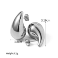 Polished silver teardrop earrings with geometric design and 1.8cm width specifications - Mirror Polished Teardrop Large (SE2401133S18)