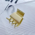 Elegant golden metal hair claw clip with minimalist square design for hair styling - High Ponytail Claw Clip / Gold
