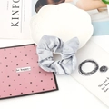 Silver grey satin scrunchie with a glossy silk texture on a minimalist background - 22#-Silver Gray