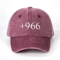 Gorra de béisbol vintage lavada en color burdeos con bordado +966 blanco y cierre ajustable - Burdeos