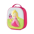 Pink cartoon princess lunch bag with hard shell embossed castle design and handle - Princess