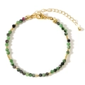 Bohemian beaded bracelet with faceted green and red natural stones and gold lobster clasp - Red Green (B-B24071902D)