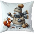 Housse de coussin bonhomme de neige doré avec illustration mignonne pour décor de Noël - Style 24