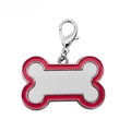 Customizable bone shaped pet ID tag in red enamel and silver metal with lobster clasp - Bone / Red