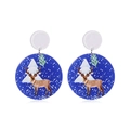 Christmas earrings featuring blue acrylic reindeer and snowflake charms for women - Round Elk