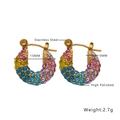 Regenbogen-Strass-Ohrringe aus poliertem Edelstahl, 15 mm Durchmesser, Vintage-Stil - E159 Klein Regenbogen Diamant