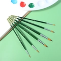 Set of 6 professional nylon brushes with dark green wooden handles for acrylic and oil painting - 6Pcs Round Peak HB002B / Dark Green