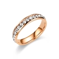 Polished rose gold titanium ring with circular cubic zirconia in channel setting - Rose Gold