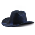 Cappello da cowboy blu con texture metallica scintillante e classica tesa curva insù - M (56-58cm) / Blu Notte Brillantinato (03)