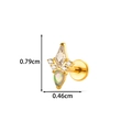 Titanium fishbone labret stud with white zirconia and opal in gold finish 8mm size - Mixed Shape Gems (T2582-6#) / Gold