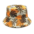 Détail du chapeau bob jaune avec imprimé feuilles tropicales et pois noirs - M (56-58cm) / Jaune