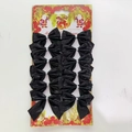 Set of 12 black glitter bows with silver ties on a festive red Merry Christmas display card - 12 Pieces/Pack (Card Pack) / Glitter Black