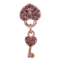 Ciondolo a lucchetto a cuore oro rosa con cristalli rosa per bracciali fai da te - 029: Oro Rosa con Pietra Rosa Lucchetto a Cuore e Chiave