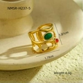 Gold plated open ring with green and red stones and small diamond accents - Multicolor (NMSR-H237-5)