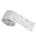 5cm silver star mesh ribbon with glitter patterns for Christmas gift wrapping and decor - 5CM Silver Star