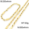 Ensemble collier et bracelet en acier titane doré avec spécifications de taille - Style B Or