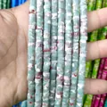 Close-up of 3x6mm green natural stone cylinder spacer beads for DIY jewelry making - Imperial Jasper 10