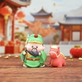 Miniature resin Guan Yu warrior figurine with cute red horse mascot for desk decor - Guan Yu Riding Horse