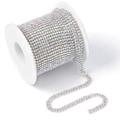 Sparkling AB color iridescent rhinestone claw chain on a spool for DIY craft - Silver AB Iridescent / Medium Bulk Roll