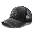 Berretto da baseball vintage grigio scuro in cotone lavato con mesh e stampa His Grace - Nero