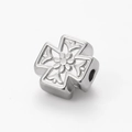 Square stainless steel cross and flower bead for DIY jewelry making charm - 4# Square Floral Cross / Steel