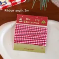 2m red and white checkered woven rope on a decorative Merry Christmas snowman card - 1# Red and White Grid Ribbon