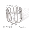 Detailed view of hollow oval geometric ring with precise diameter and weight specs - Silver Oval Interwoven Geometric Hollow Ring (HC-R30415-S)
