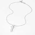 Verstellbare Edelstahl-Perlenkette in Silber mit einem polierten Horn-Anhänger - Silber (PD1511)
