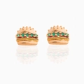 Creative hamburger earrings with 18K gold plating and colorful cubic zirconia - Burger Design-Rose Gold