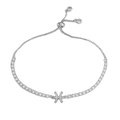 Close-up of silver adjustable Pisces bracelet with sparkling cubic zirconia setting - Silver Pisces