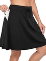 Detailansicht eines schwarzen Damen-Sportrocks mit Seitentasche und Kordelzug am Bund - 3XL / Unterteile / Schwarz
