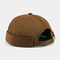 Adjustable caramel brown cotton docker hat with a premium twill texture and rear strap - Brown